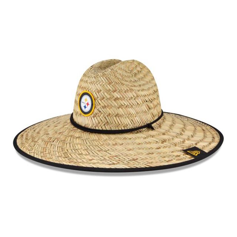 NFL Pittsburgh Steelers Official Summer Sideline (NPO6642) - Black New Era Straw Hats